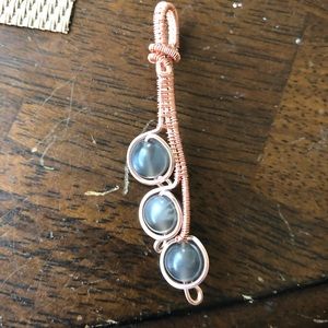 Black moonstone and copper pendent
